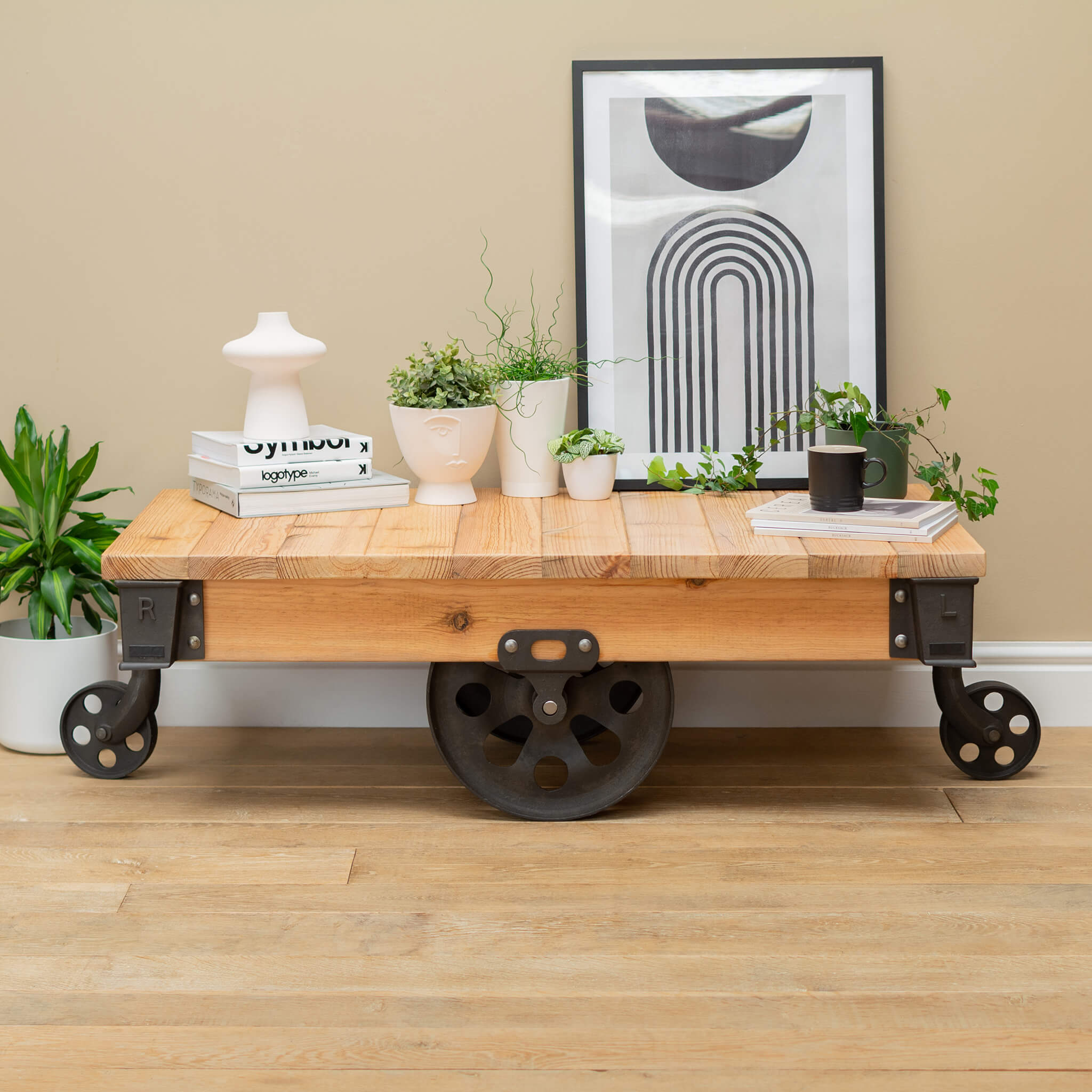 Industrial cart coffee table for deals sale